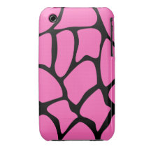 Bright Pink and Black Giraffe Print Pattern. iPhone 3 Case-Mate Cases