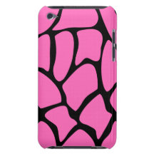 Bright Pink and Black Giraffe Print Pattern. iPod Touch Cases