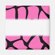 Bright Pink and Black Giraffe Print Pattern. Magnet