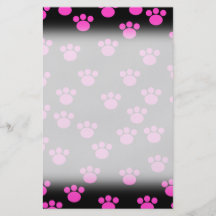 Bright Pink and Black Paw Print Pattern. Full Color Flyer