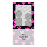 Bright Pink and Black Paw Print Pattern. Photo Card