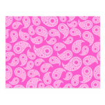 Bright Pink and Pastel Pink Paisley. postcards