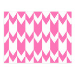 Bright Pink and White Chevron Pattern. postcards