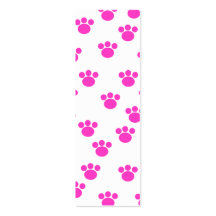 Bright Pink and White Paw Print Pattern. Business Card Templates