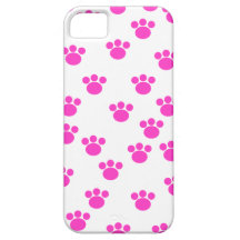 Bright Pink and White Paw Print Pattern. iPhone 5 Covers