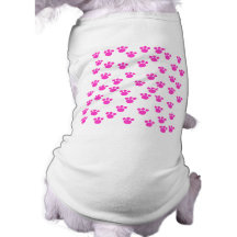 Bright Pink and White Paw Print Pattern. Dog Clothes