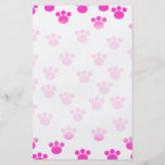 Bright Pink and White Paw Print Pattern. Flyer Design