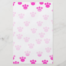 Bright Pink and White Paw Print Pattern. Flyer Design