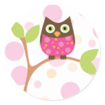 Bright Pink Baby Owl stickers