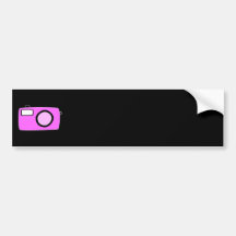 Bright Pink Camera. On Black. Bumper Sticker