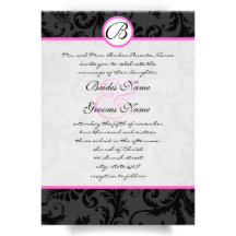 Bright Pink Damask Swirls Wedding Invitations