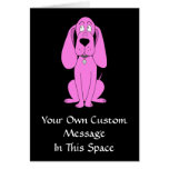 Bright Pink Dog. Hound Cartoon. Card