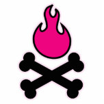 Bright Pink Flame and Crossbones photo sculptures