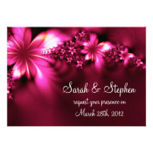 Bright pink flower wedding invitation