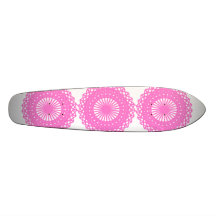 Bright Pink Lace Pattern Design. Skateboards