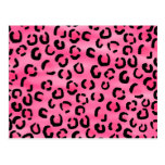 Bright Pink Leopard Print Pattern. postcards
