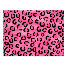 Bright Pink Leopard Print Pattern. Post Card