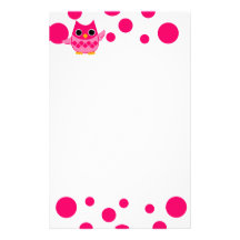 Bright Pink Owl Personalized Stationery