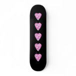 Bright Pink Patterned Love Heart Design. Custom skateboards