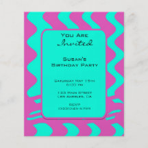 bright pink tuquoise party flyer