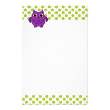 Bright Purple Owl Stationery Design