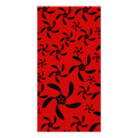 Bright Red and Black Floral Pattern. Photo Greeting Card