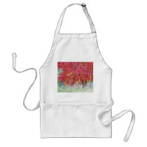 Bright Red Autumn Maple Leaves In The Meadow Apron