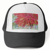 Bright Red Autumn Maple Leaves In The Meadow