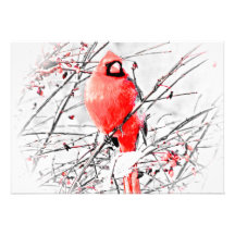 Bright Red Cardinal Art Retirement invitation