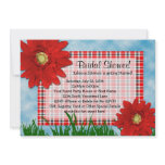 Bright Red Gerbera Daisies Summer Bridal Shower Invite