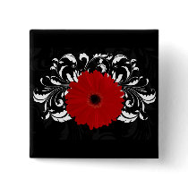 Bright Red Gerbera Daisy on Black Pins