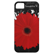 Bright Red Gerbera Daisy on Black iPhone 5 Cases