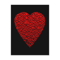 Bright Red Heart. Patterned Heart Design.