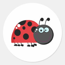 Bright Red Lady Bug Round Stickers