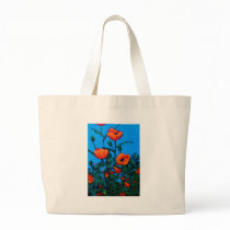 BRIGHT RED POPPIES CANVAS BAGS
