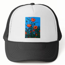 BRIGHT RED POPPIES HAT