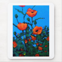 BRIGHT RED POPPIES MOUSE PADS