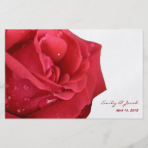 Bright Red Rose Wedding Program Personalised Flyer