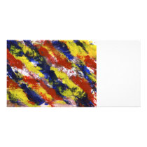 Bright Red Yellow Blue Painted Blob Stripes Photo Greeting Card
