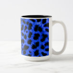 BRIGHT ROYAL BLUE BLACK ANIMAL PRINT PATTERN DIGIT COFFEE MUGS