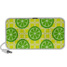 Bright Summer Citrus Limes on Yellow Square Tiles Laptop Speaker