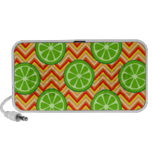Bright Summer Citrus Limes Orange Yellow Chevron Notebook Speakers
