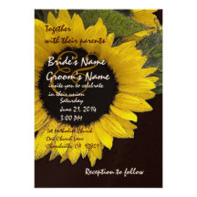 Bright Sunflower Wedding Metallic Personalised Invitations