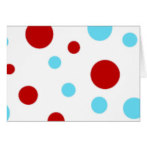 Bright Teal Turquoise Red White Polka Dots Pattern Greeting Card