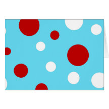 Bright Teal Turquoise Red White Polka Dots Pattern Greeting Cards