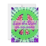Bright Tie Dye Peace Sign Invitations