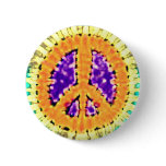 Bright Trippy Hippie Tie Dye Peace Sign buttons