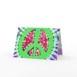 Bright Trippy Hippie Tie Dye Peace Sign cards