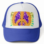 Bright Trippy Hippie Tie Dye Peace Sign hats