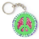 Bright Trippy Hippie Tie Dye Peace Sign keychains